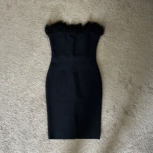 Black feather tube dress